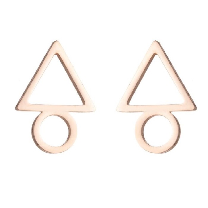 Amazon Fashion New Earrings Ins Heart Stud Earrings Triangle Round Square Geometric Simple Weekly Stud Earrings
