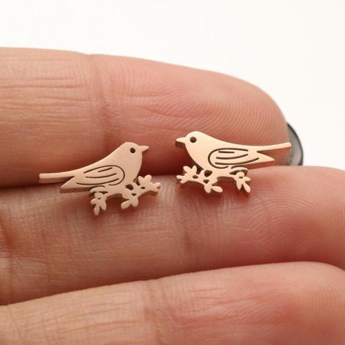 European and American Hip-Hop Jewelry Stainless Steel Bear Deer Snake Bird Bee Cute Animal Series Earrings Ear Accessories
