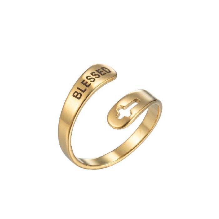 Vintage Open Ring INS Fashion Stainless Steel Adjustable Jewelry IamEnough Multi-layer Ring for Women Wholesale