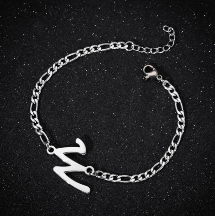 Cross-Border Foreign Trade New Pendant Fashion Bracelet English Letter Couple Bracelet Female European and American Best Friend Metal Bracelet