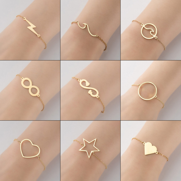 Summer New Trend Hollow Geometric Heart Pendant Heart-shaped Bracelet for Women Ins Style Simple Personality Jewelry