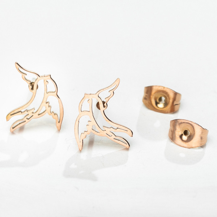 New Earrings Style Personality Creative Geometric Stud Earrings Simple Stainless Steel Stud Earrings Ear Jewelry Manu...