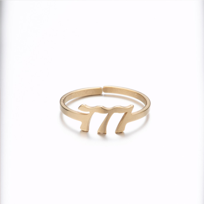 Amazon Lucky Number Angel 111-999 Open 18K Gold Ring Commemorative Gift Stainless Steel Unisex Ring
