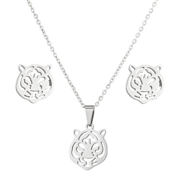18K Gold Little Tiger Earrings for Women, Stainless Steel Fresh New Year Pendant Necklace, In Stock Wholesale