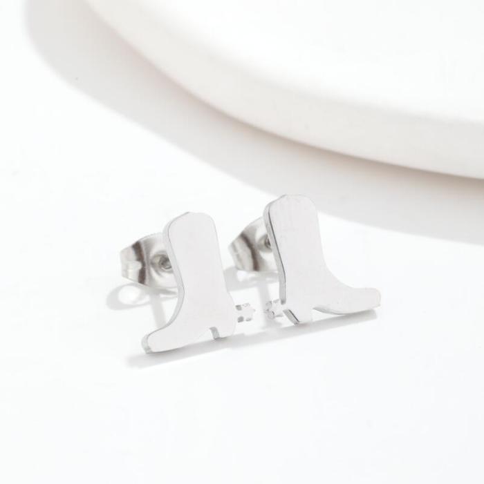 Korean Stainless Steel Material Elegant Personality Simple Boots Geometric Heart Smiley Face Earrings Student Versatile Ear Accessories