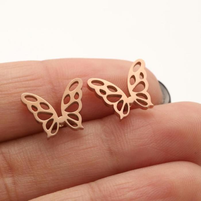 Amazon New Earrings for Girls Cute Spring Summer Butterfly Wings Heart Pattern Personality Stud Earrings In Stock Wholesale