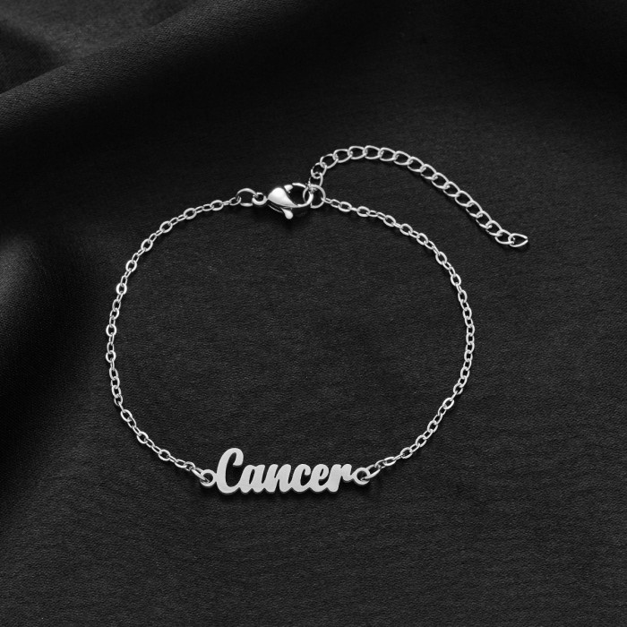 Foreign Trade Cross-Border Versatile Bracelet INS Female Niche Stainless Steel 18K Gold Plated Twelve Constellation Pendant Bracelet Bangle