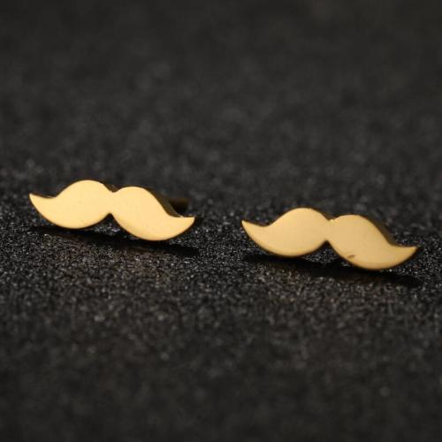 Stainless Steel Earrings New Style Personality Unisex Hip Hop Mustache Simple Stud Earrings Fashion Smooth Cartoon Pattern Earrings