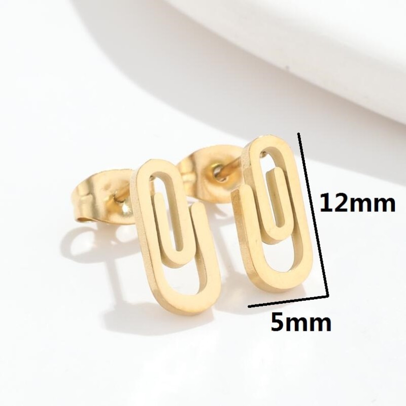 Women's New Paperclip Earrings Niche Design Stainless Steel Simple Minimalist Punk Pin Earrings Wholesale