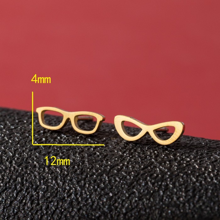 European and American Style Personality Women's Temperament Stainless Steel Glasses Earrings Ins Travel Versatile Sunglasses Pattern Earrings In Stock Wholesale