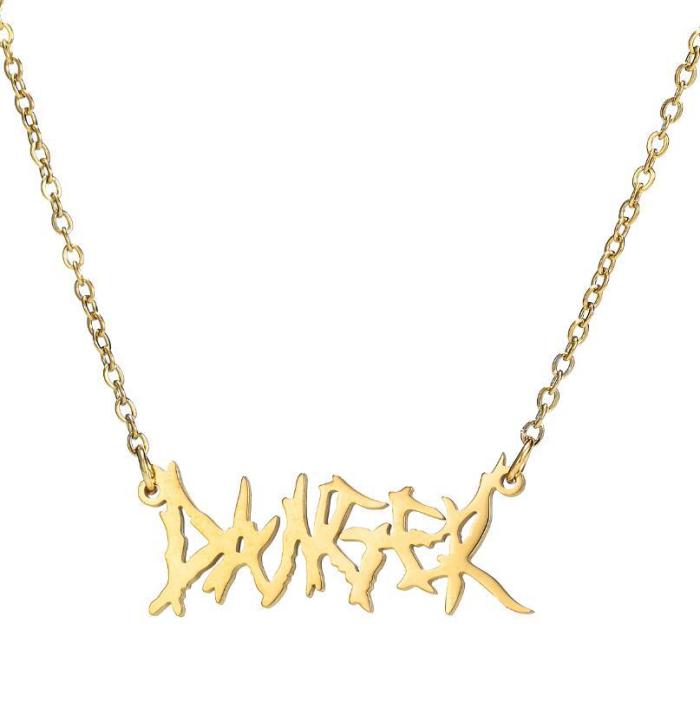 Artistic Letter Collarbone Chain Gothic Angel Princess Prince Pendant Harajuku Girl Necklace Best Friend Gift