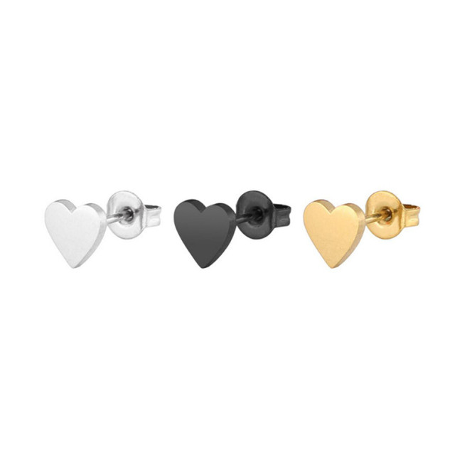 Stainless Steel Vintage Geometric Simple Heart-Shaped Earrings Cute Sweet Daily Minimalist Ins Style Earrings Hip-Hop