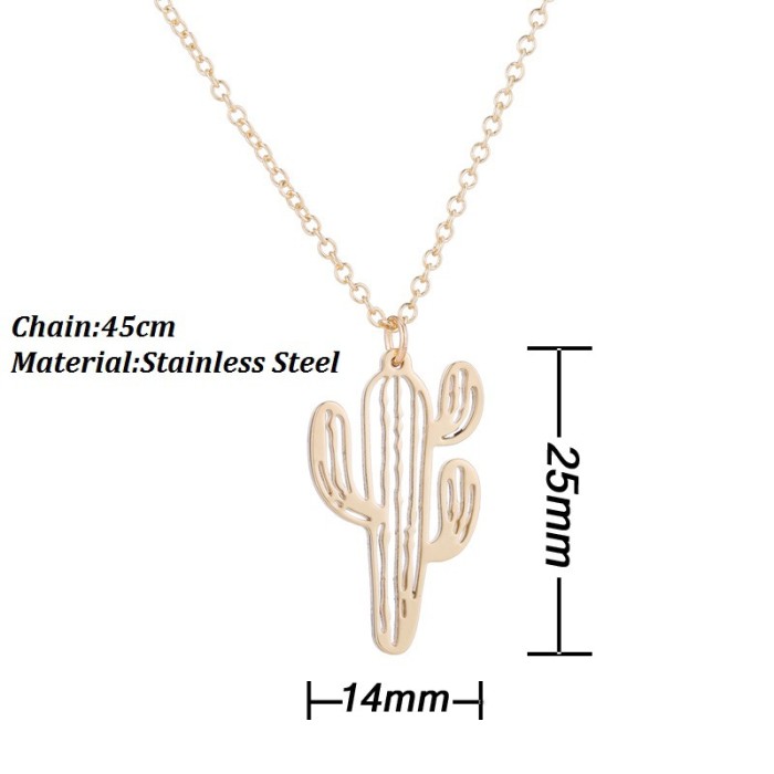 Stainless Steel Cactus Pendant Necklace Simple Student Fresh Series Cactus Jewelry Wholesale, Earrings