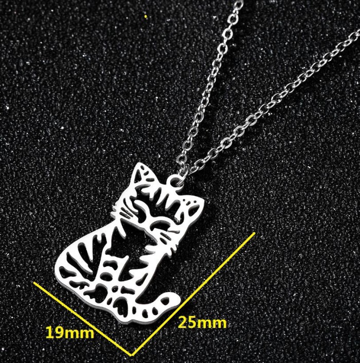 Minimalist Animal Stainless Steel Necklace Ins Style Small Cat Pet Necklace for Women Unique Design Clavicle Chain Wholesale