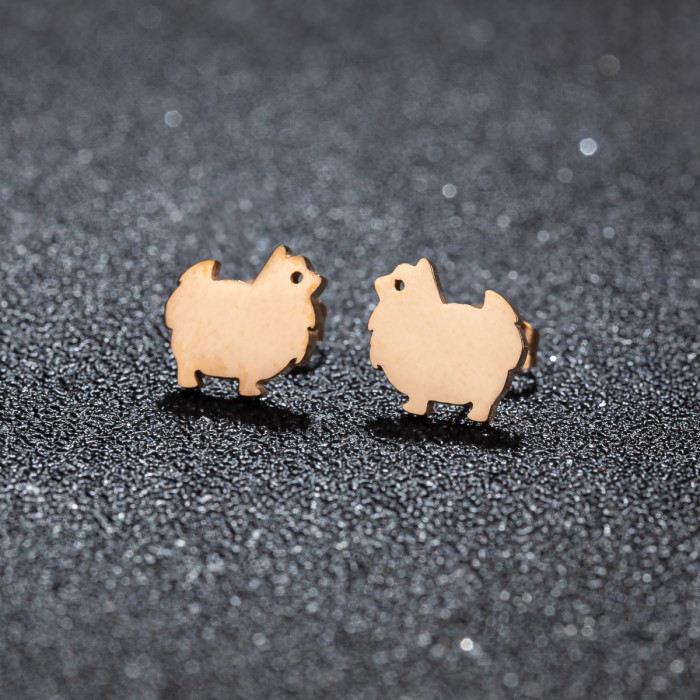 Foreign Trade Cross-Border Stainless Steel Cute Animal Earrings Ins Fashion Cat Rabbit Alpaca Pig Earrings Wholesale