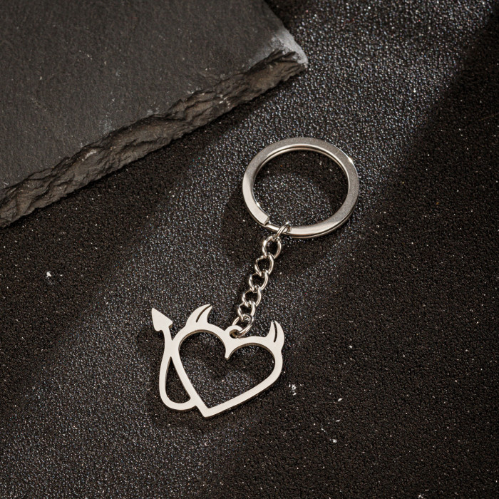 Classic Handmade Stainless Steel Keychain Pendant Simple Little Bee Pet Dog Butterfly Pattern Ornament In Stock Wholesale