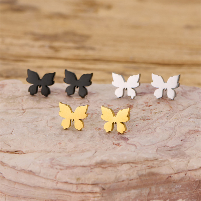 New Style Women's Light Luxury Stainless Steel Cut Fresh Personality Butterfly Earrings Versatile Ear Jewelry in Stoc...