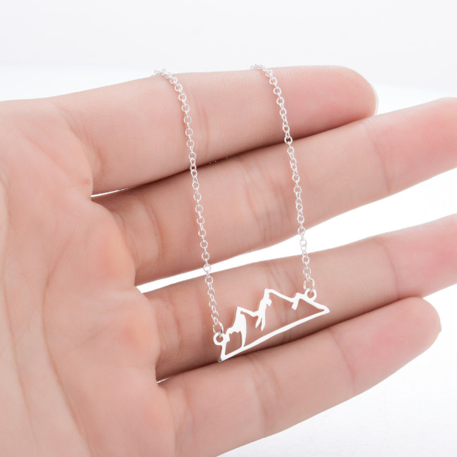 Sweet New Fashion Mountain Peak Personality Hollow Snow Mountain Ins Necklace Simple Foreign Trade Jewelry Wholesale