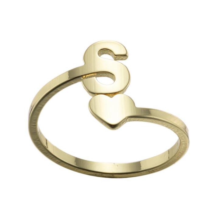 New Letter Open Ring for Women, European and American Simple Fashion Couple Rings, Heart Vintage Rings for Girls, Wholesale