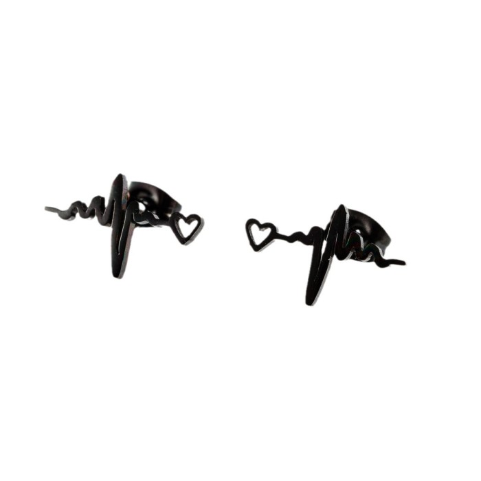 Foreign Trade New Valentine's Day Heart-Shaped Heartbeat Lightning Pattern Earrings Stainless Steel Cut Earrings in S...