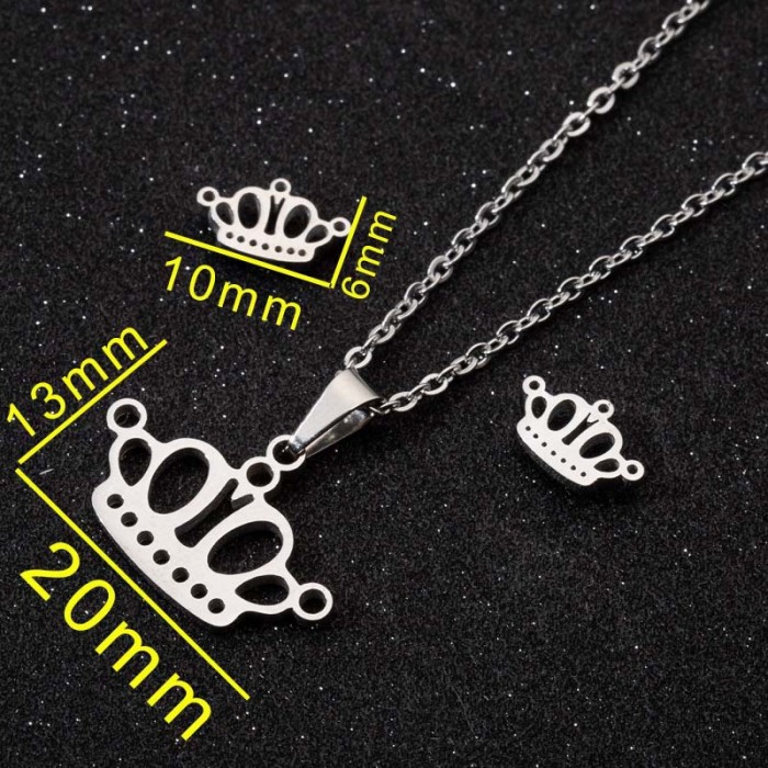 Fashion New Snowflake Earrings Necklace Jewelry Set 18K Gold Heart-shaped Accessories Set Export Two-piece Set