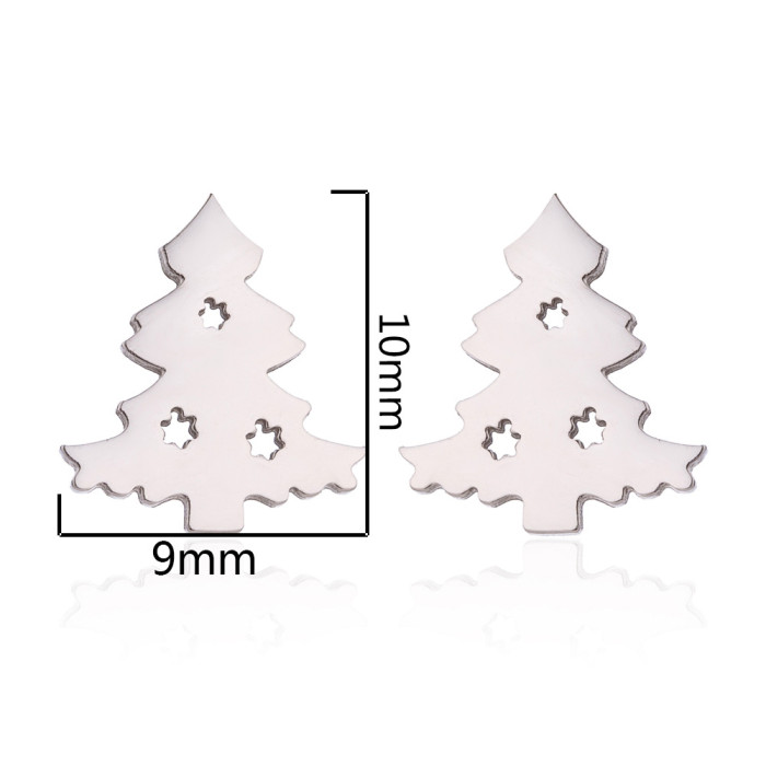Fashion Simple Stainless Steel Christmas Tree Earrings for Women Fresh Christmas New Year Gift Earrings Wholesale