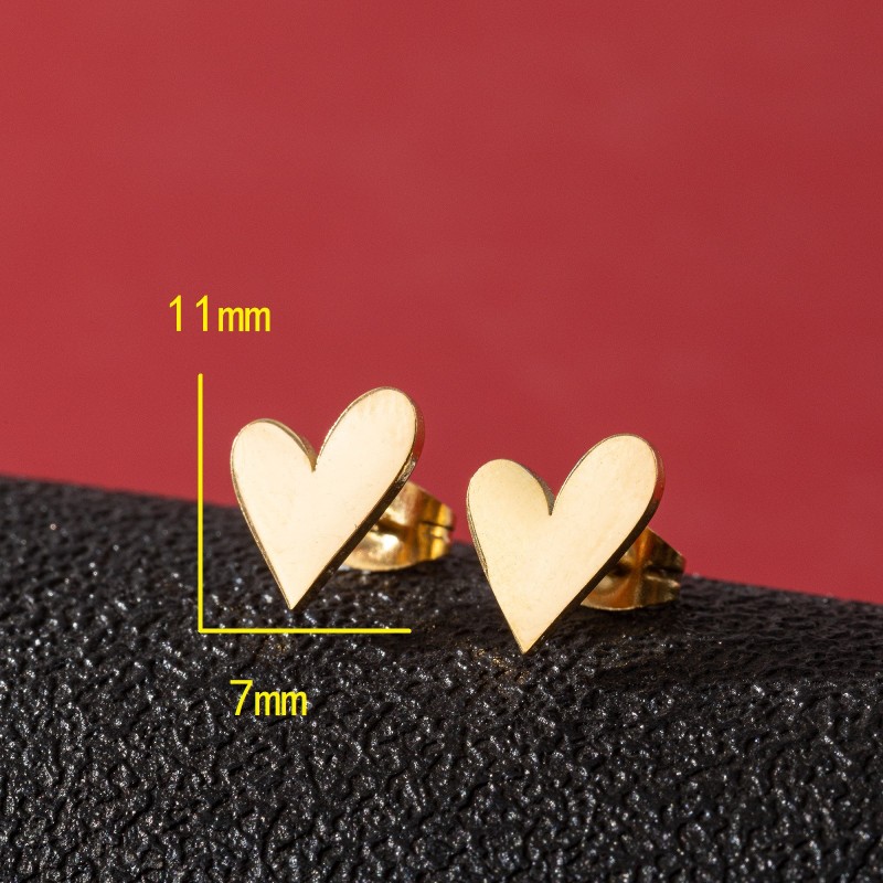 Cross-Border New Ins Style Literary Sweet Geometric Simple Heart Earrings Fashion Stainless Steel Heart-Shaped Ear Jewelry Wholesale