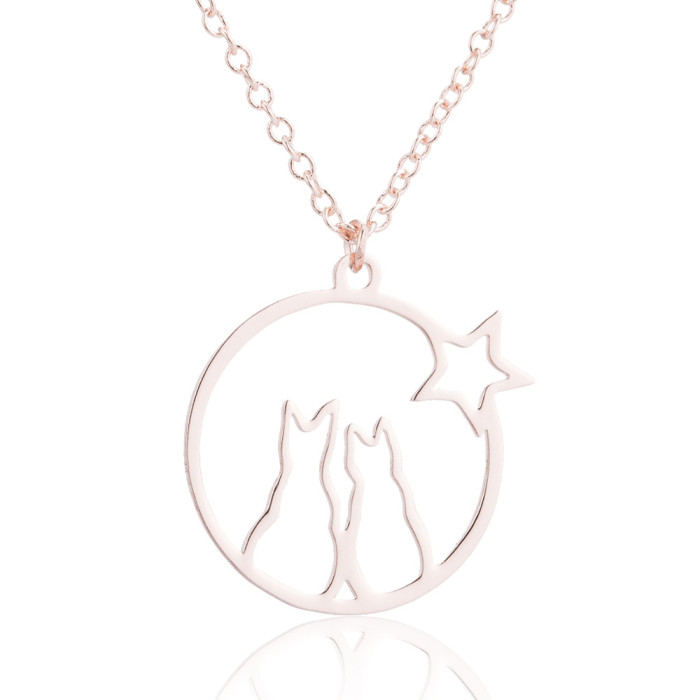 Minimalist Animal Stainless Steel Necklace Ins Style Small Cat Pet Necklace for Women Unique Design Clavicle Chain Wholesale