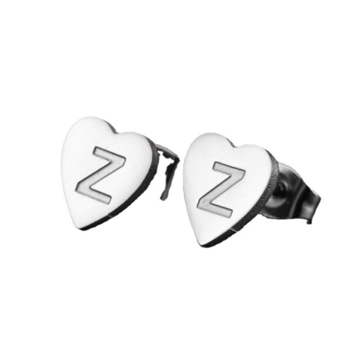 Vintage Earrings Fashion Stainless Steel New Geometric Simple Heart-shaped Stud Earrings 26 English Letters Stud Earrings Wholesale