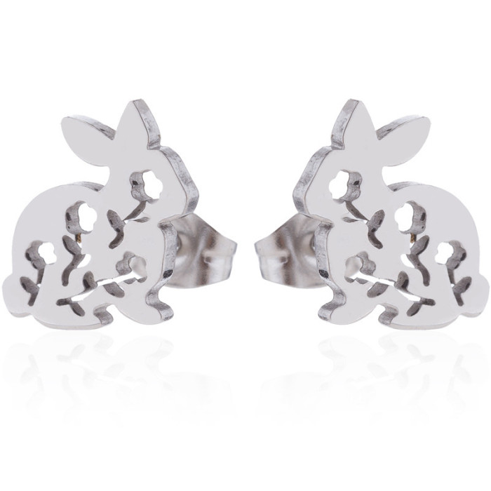 New Earrings for Women Sweet Cute Simple Hollow Earrings Little Bunny Mini Korean Fashion Small Earrings Accessories
