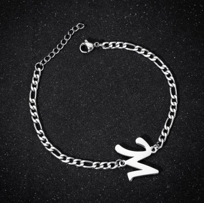 Cross-Border Foreign Trade New Pendant Fashion Bracelet English Letter Couple Bracelet Female European and American Best Friend Metal Bracelet