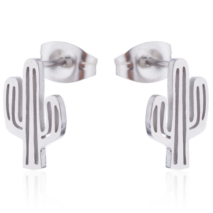 Bohemian Personality Earrings for Women and Children, Fashionable Stainless Steel Leaf and Pineapple Flower Stud Earrings, Women's Fashion Accessories