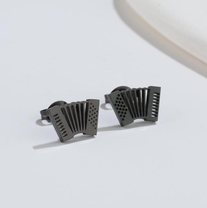 New Retro Horn Accordion Earrings Ins Personality Music Headphones Singing Microphone Hip-Hop Ear Jewelry