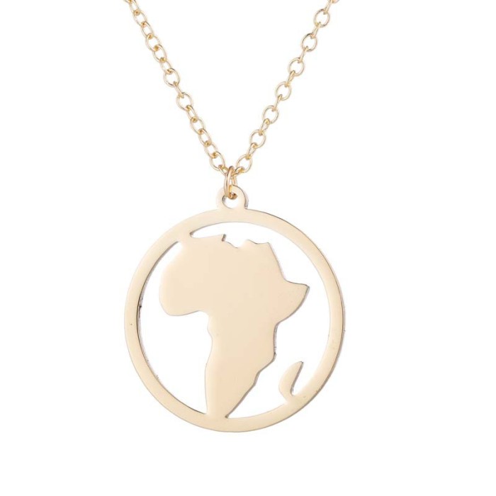 Simple Stainless Steel World Map Necklace Pendant New Couple Necklace Niche Design Jewelry Accessories