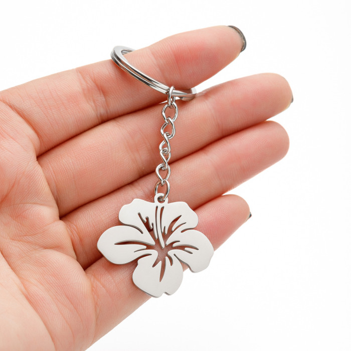 Amazon Metal Stainless Steel Keychain Bag Pendant Fashion Creative Fashion Plant Stamen Rose Flower