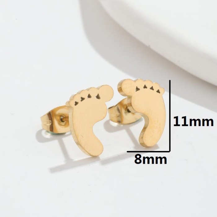 Korean Stainless Steel Material Elegant Personality Simple Boots Geometric Heart Smiley Face Earrings Student Versatile Ear Accessories