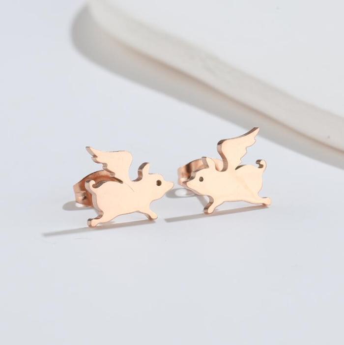 Summer New Cute Small Animal Dachshund Dog Earrings for Women Ins Style Personality Simple Earrings Cross-Border In Stock Wholesale