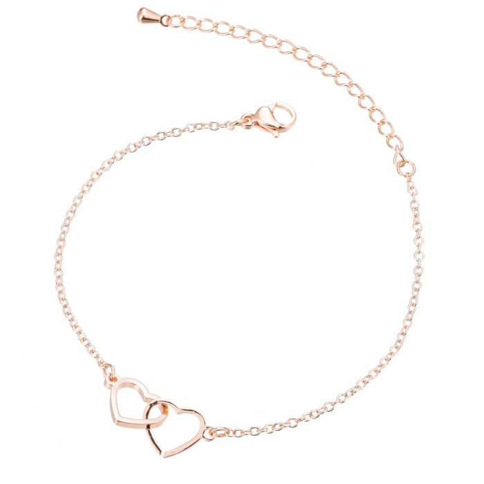 European and American New Style Jewelry Women's Simple Geometric Stainless Steel Hollow Mickey Head Star Double Heart Airplane Bracelet
