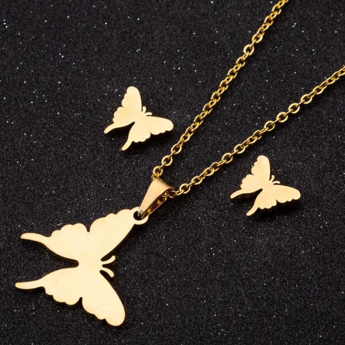 Summer New Cross-Border Crown Snowflake Cactus Skull Moon Flower Butterfly Dragonfly Geometric Earrings Necklace