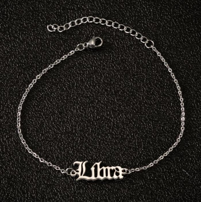 Stainless Steel Foreign Trade Zodiac Letter Anklet for Women, New Style, 18K Gold Niche Design Wholesale