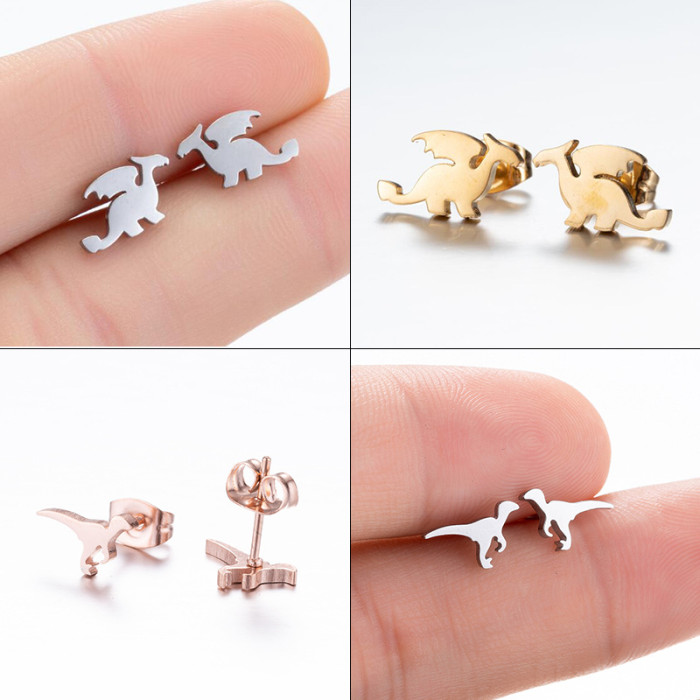 Little Dinosaur Earrings for Women Simple Elegant Fashionable Small Fresh Student Cute New Trendy Ins Personality Ear...