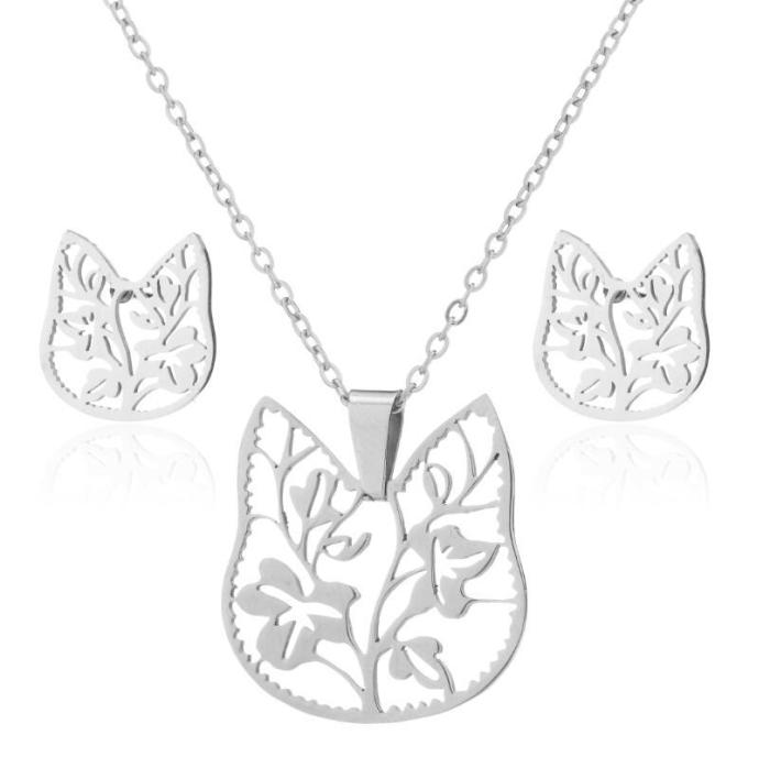 Style Fashion Simple Football Volleyball Feather Flower Animal Pendant Stainless Steel Earrings Necklace Three-Piece...