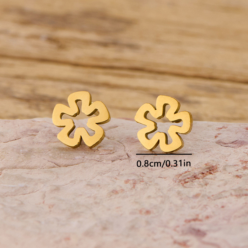 French Style Light Luxury Stainless Steel Cut Cross-Border New Irregular Simple Flower Earrings Export Fresh Earrings