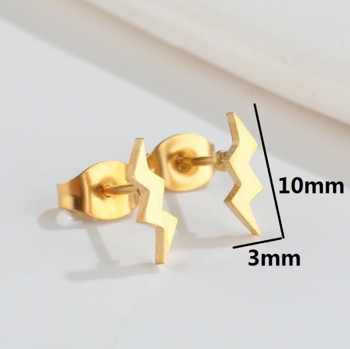 Korean Version Japanese Style Sweet New Geometric Simple Heart-Shaped Moon Earrings Asymmetric Key Lock Stud Earrings Wholesale