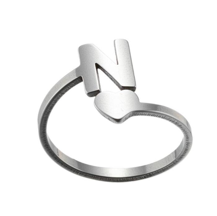New Letter Open Ring for Women, European and American Simple Fashion Couple Rings, Heart Vintage Rings for Girls, Wholesale
