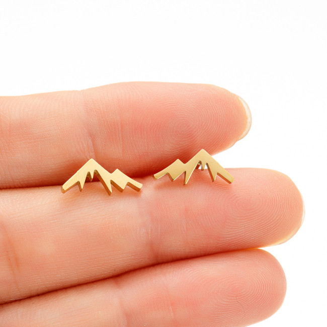Vintage Forest Style Fresh Stainless Steel Snow Mountain Peak Earrings Ins Korean Version Student Mini Fashion Ear Accessories