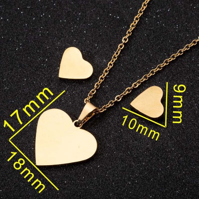 Fashion New Snowflake Earrings Necklace Jewelry Set 18K Gold Heart-shaped Accessories Set Export Two-piece Set