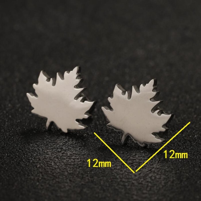 French Retro Earrings Fresh and Simple Maple Leaf Stainless Steel Stud Earrings for Women Ins 2025 New Plant Earrings
