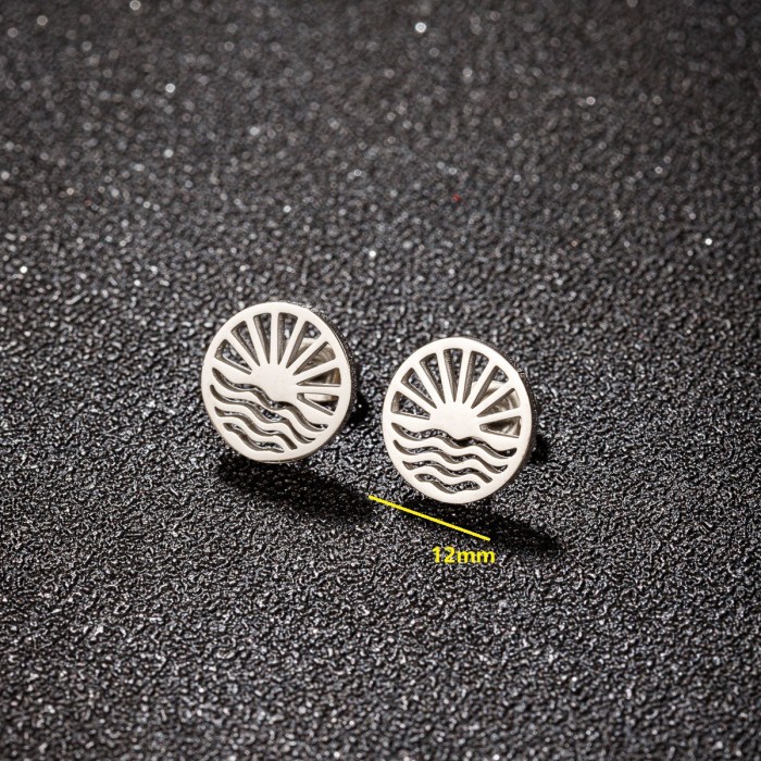 French Style Flower Earrings Ins Hollow Stainless Steel New Rose Flower Maple Leaf Mushroom Earrings Best Friend Ear Jewelry