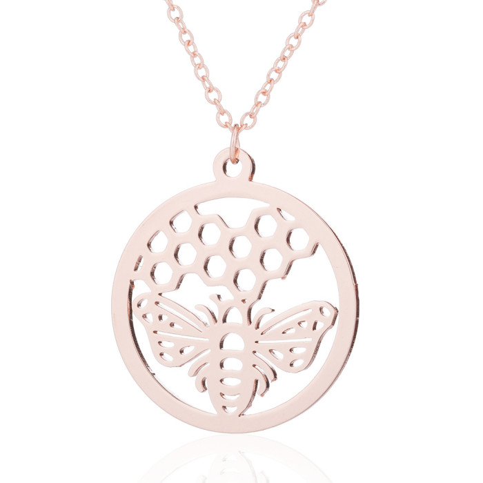Women's Niche Design Personality Bee Hive Necklace Fashion Simple Geometric Round Collarbone Chain Wholesale